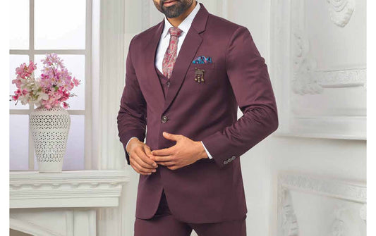 Classic 3-Piece Suit, Golden Attire Wedding Groom Suit