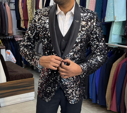 Luxury Sequin Suit: Ethnic Wedding, Party Wear, Groomsmen Suit