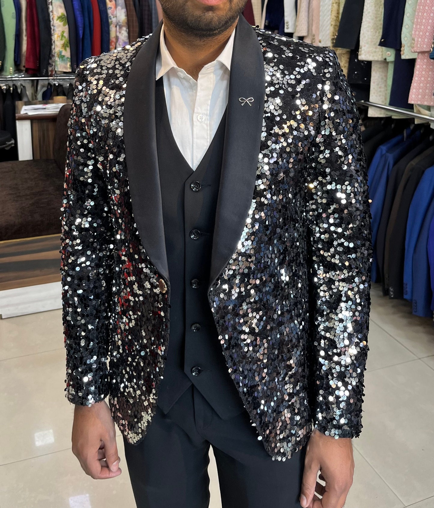 Luxury Sequin Suit: Ethnic Wedding, Party Wear, Groomsmen Suit