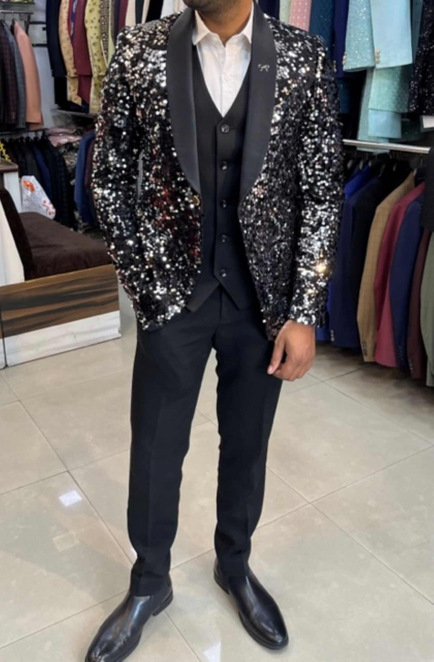 Luxury Sequin Suit: Ethnic Wedding, Party Wear, Groomsmen Suit