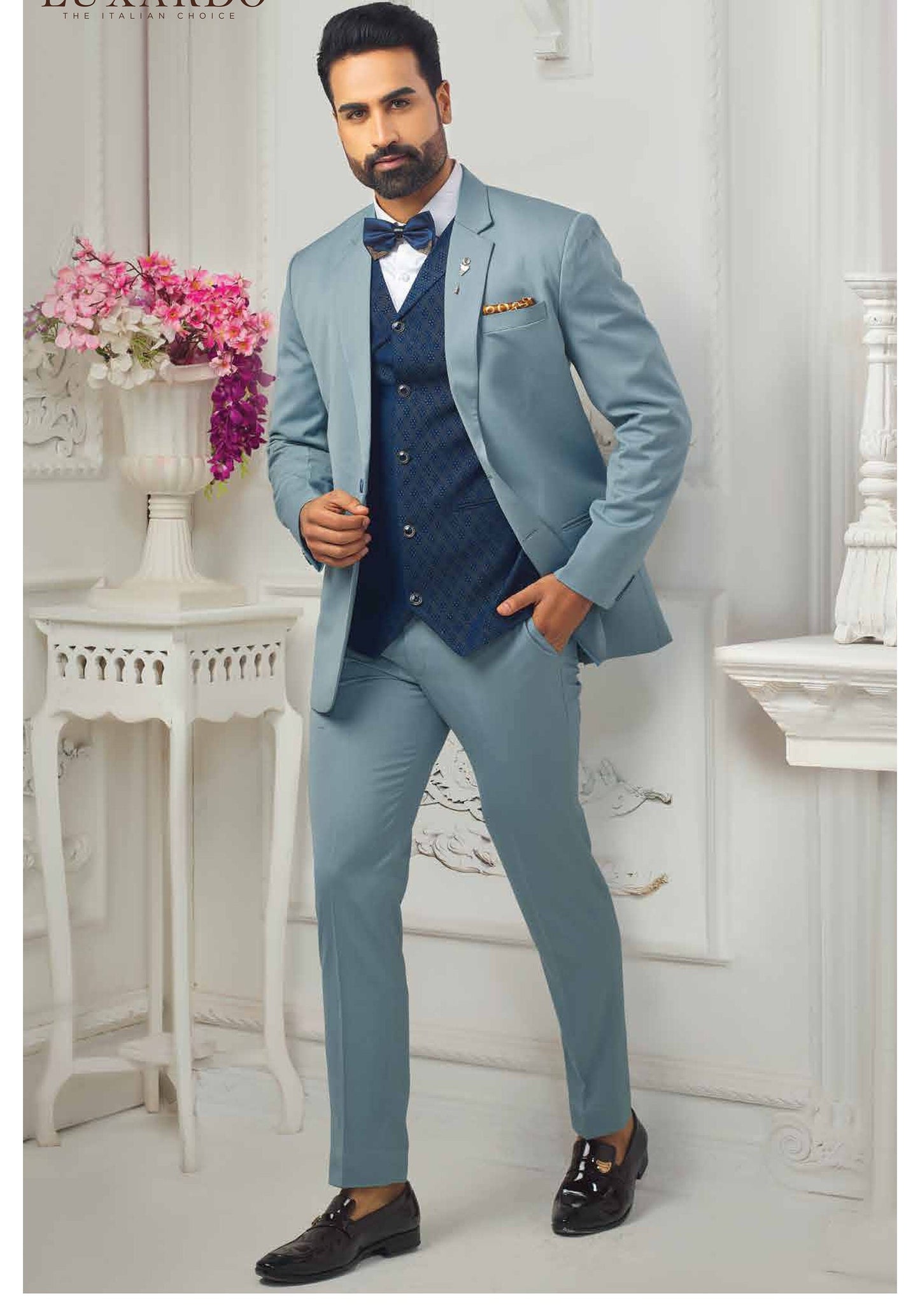 Green Three Piece Suit, Slim Fit Bespoke Wedding Suit