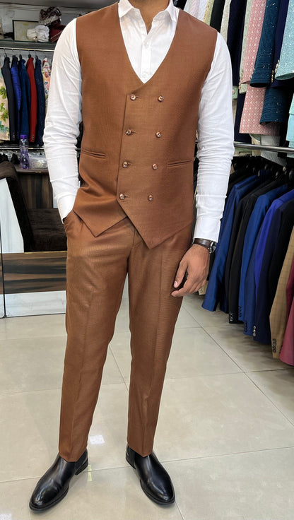 Rust 3-Piece Suit: Classic Wedding Tuxedo for Men