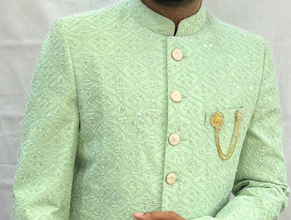 Embroidered Sherwani for Men: Indian Wedding Groom Outfit