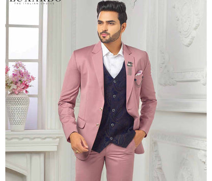 Dusty Rose 3 Piece Suit: Men's Wedding Groom Bespoke Suit