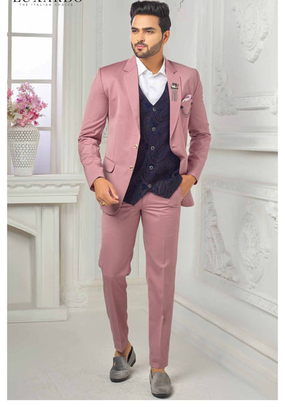 Dusty Rose 3 Piece Suit: Men's Wedding Groom Bespoke Suit