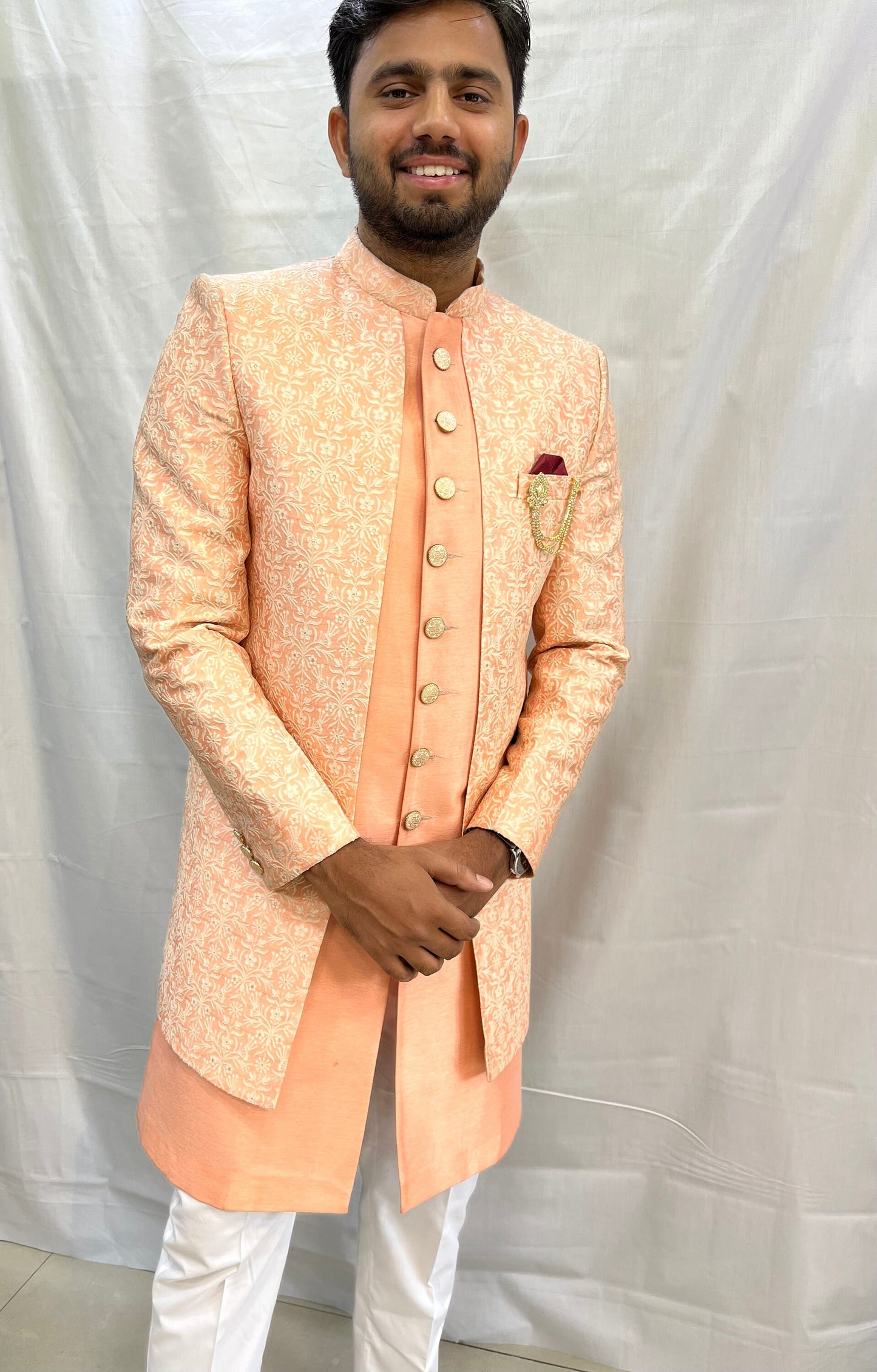 Embroidered Groom Sherwani, Indo Western Wedding Outfit
