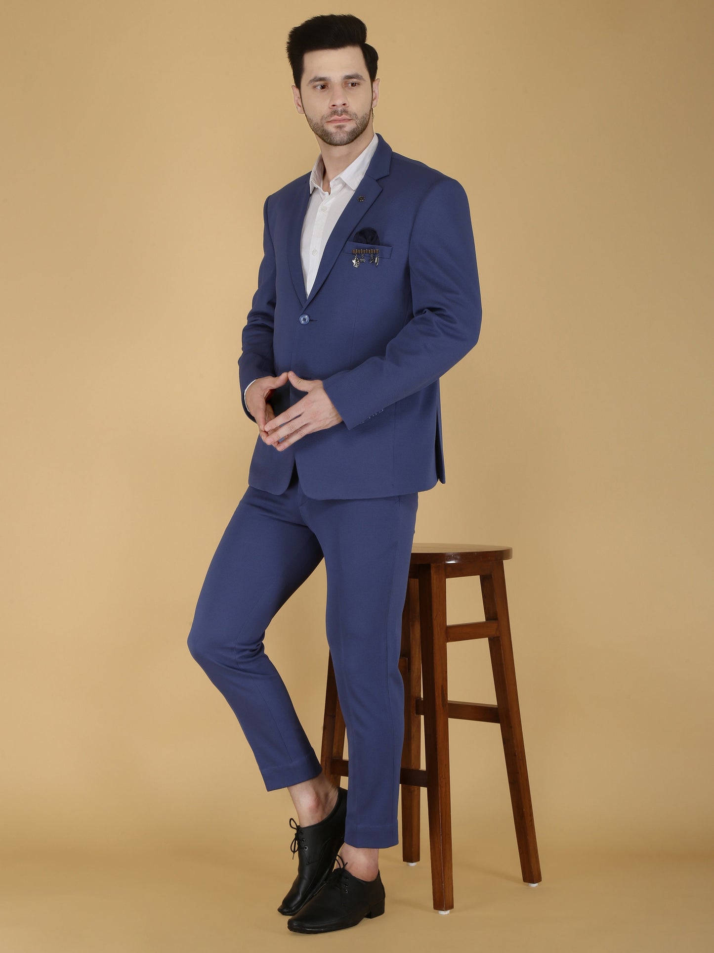 Navy Blue Slim Fit Suit: Two-Piece Handmade Wedding Groom Suit