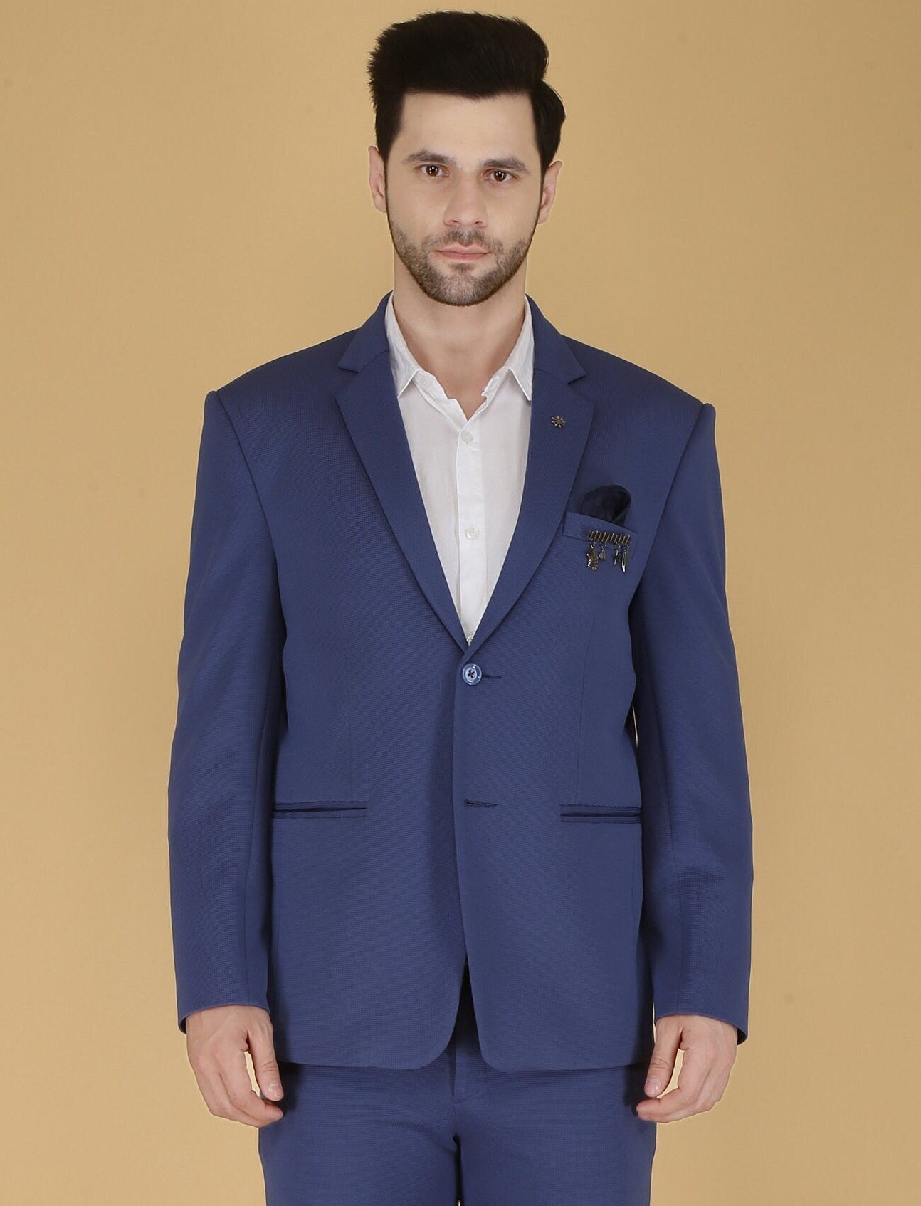 Navy Blue Slim Fit Suit: Two-Piece Handmade Wedding Groom Suit