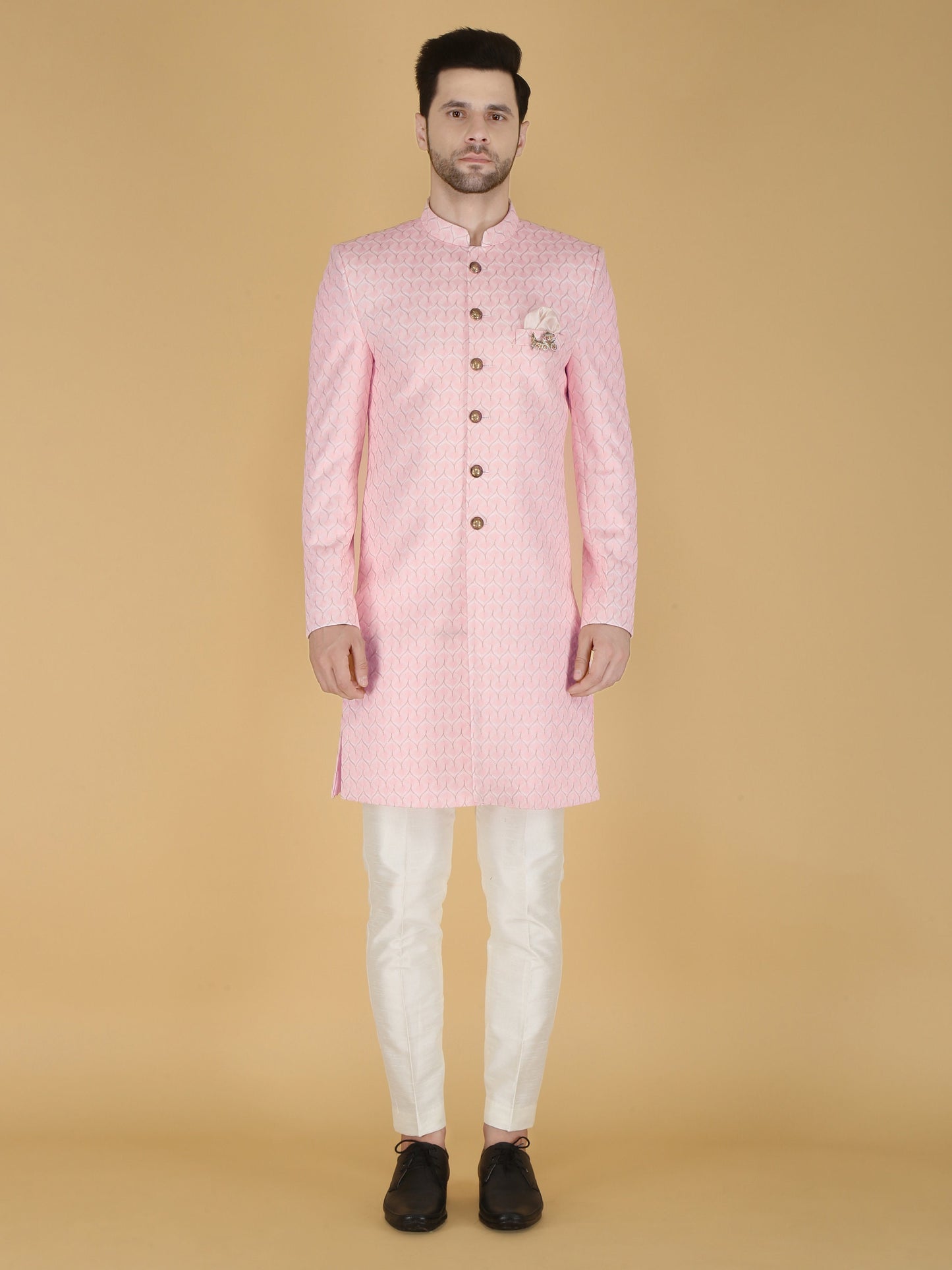 Thread Embroidered Sherwani: Indian Wedding Groom Outfit