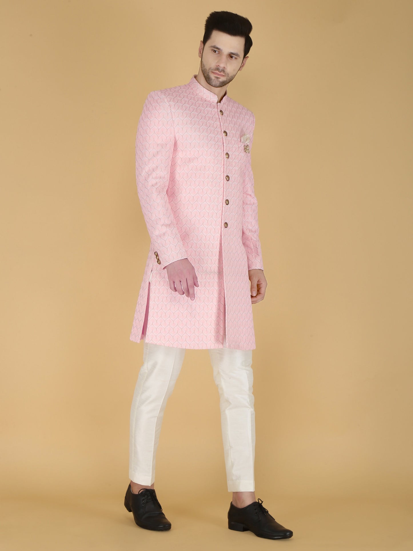 Thread Embroidered Sherwani: Indian Wedding Groom Outfit