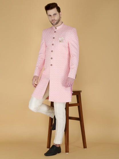 Thread Embroidered Sherwani: Indian Wedding Groom Outfit