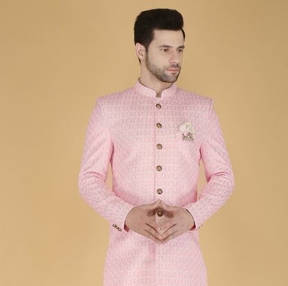 Thread Embroidered Sherwani: Indian Wedding Groom Outfit