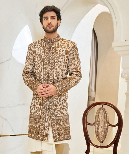 Embroidered Men's Sherwani, Luxury Ethnic Wedding Wear