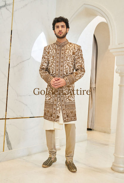 Embroidered Men's Sherwani, Luxury Ethnic Wedding Wear