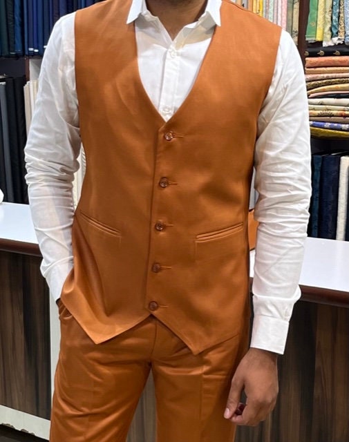 Terracotta Men's Suit: Luxury Three Piece Wedding Suit
