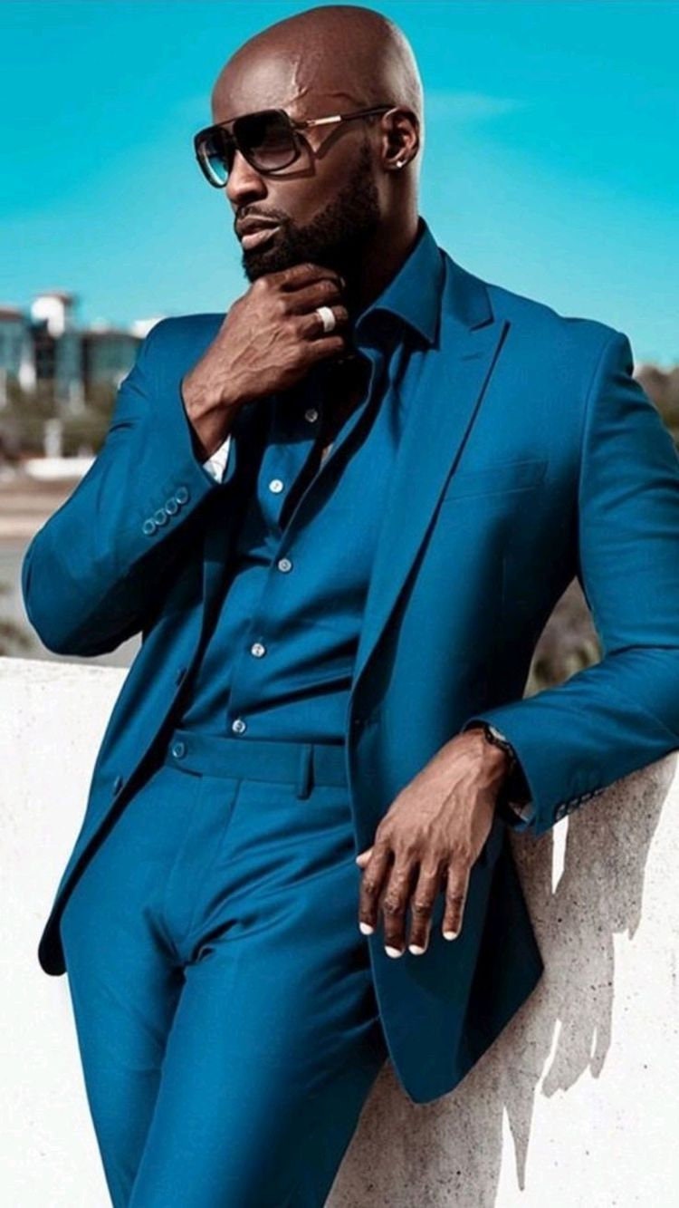 Blue Men's 3 Piece Suit, Ethnic Wedding Wear, Stylish Look