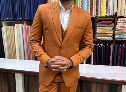 Terracotta Men's Suit: Luxury Three Piece Wedding Suit