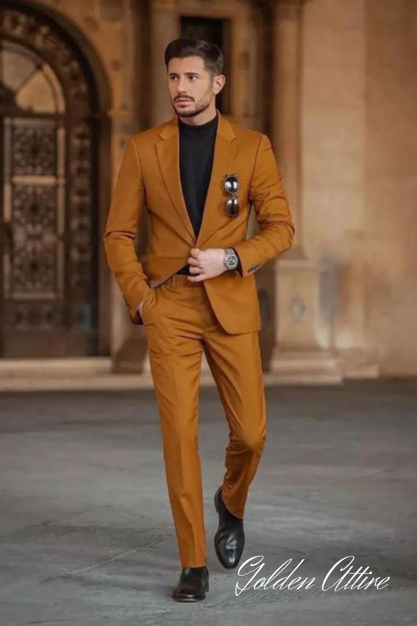 Rust Terracotta Men's Suit: 2-Piece Wedding Dinner Suit