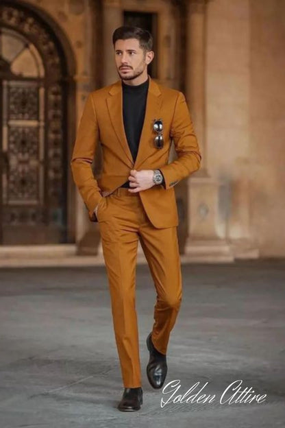 Rust Terracotta Men's Suit: 2-Piece Wedding Dinner Suit