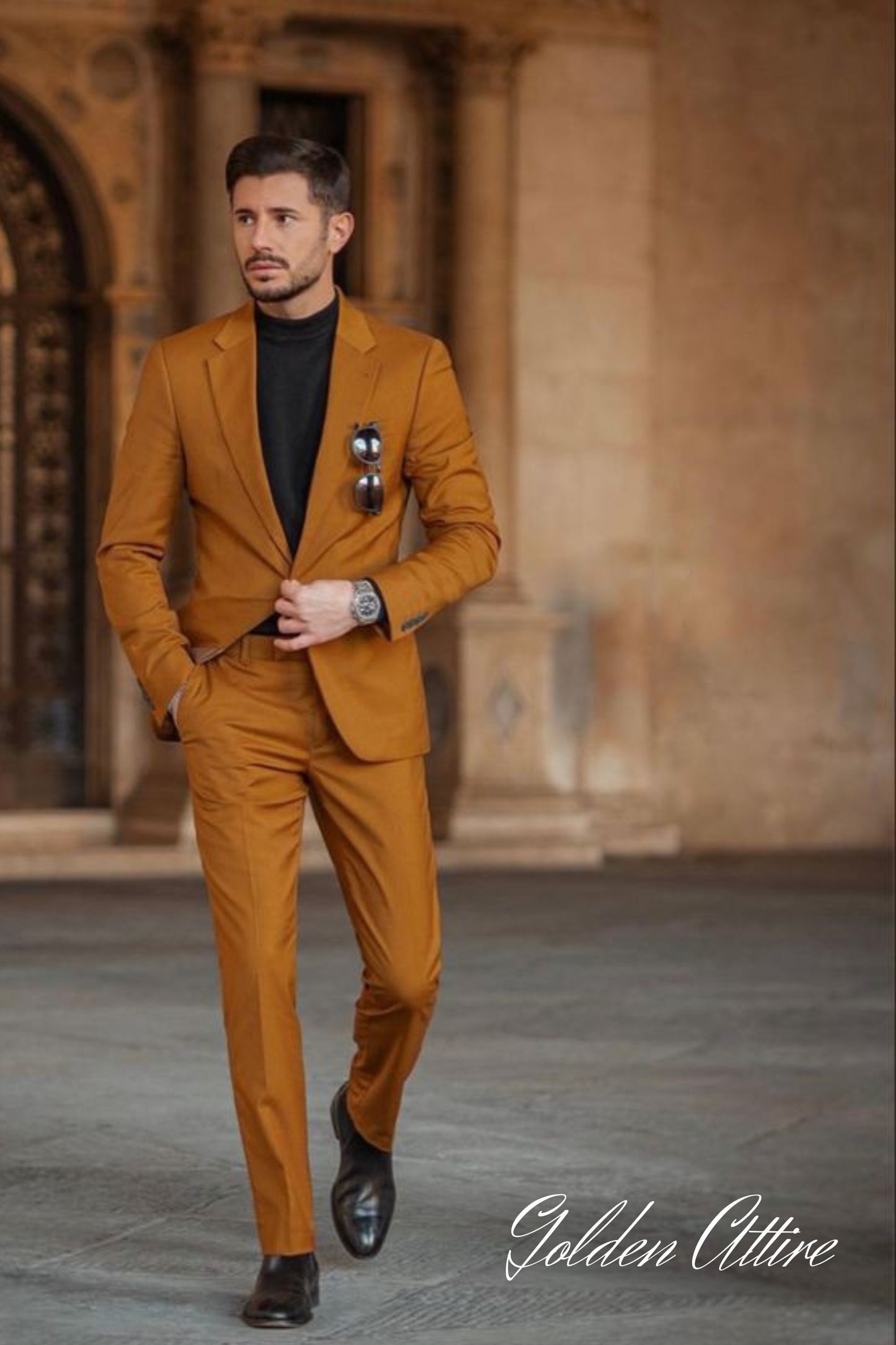 Rust Terracotta Men's Suit: 2-Piece Wedding Dinner Suit