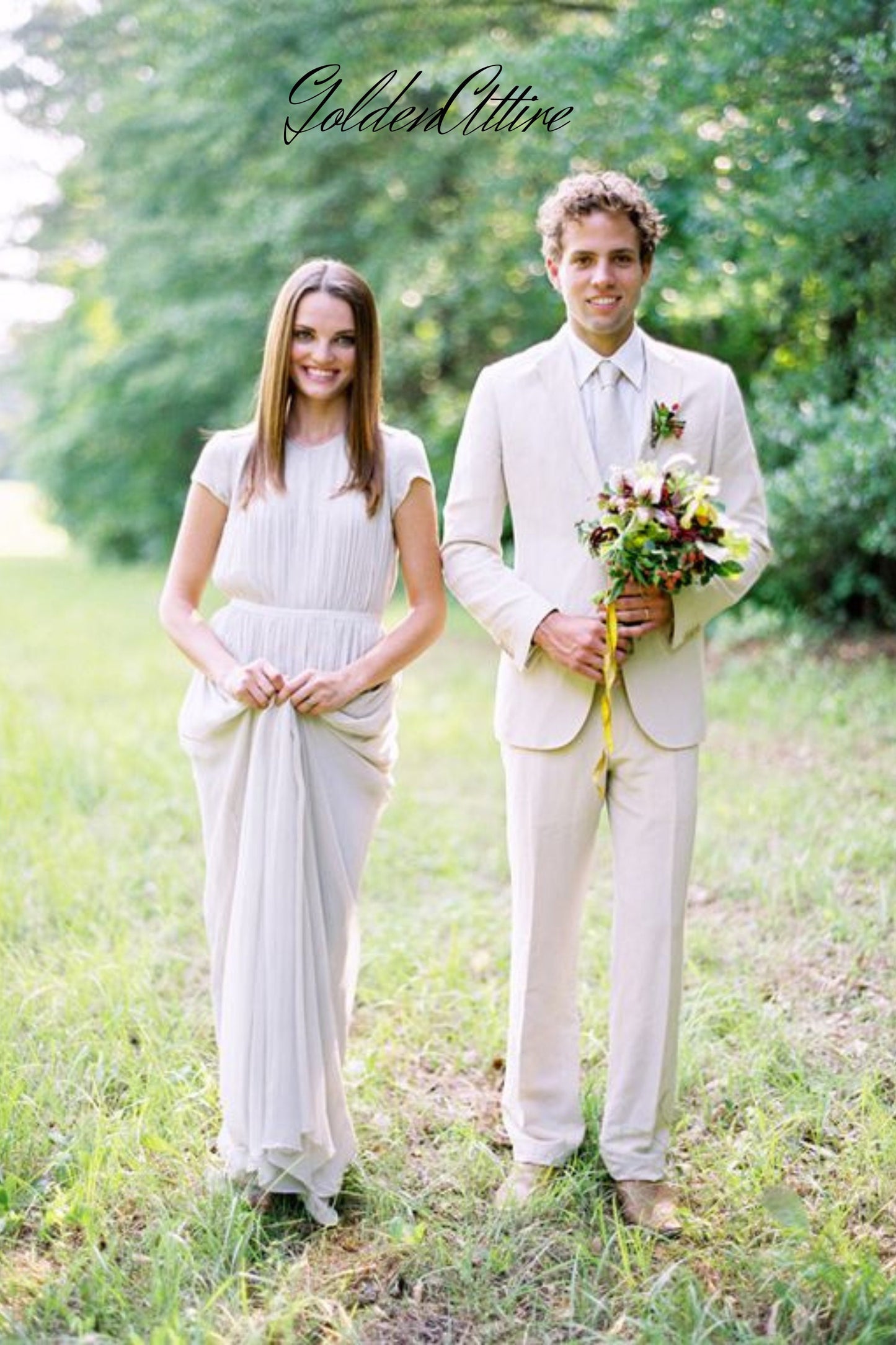 Cream Two-Piece Suit: Luxury Ethnic Wedding Groom Wear