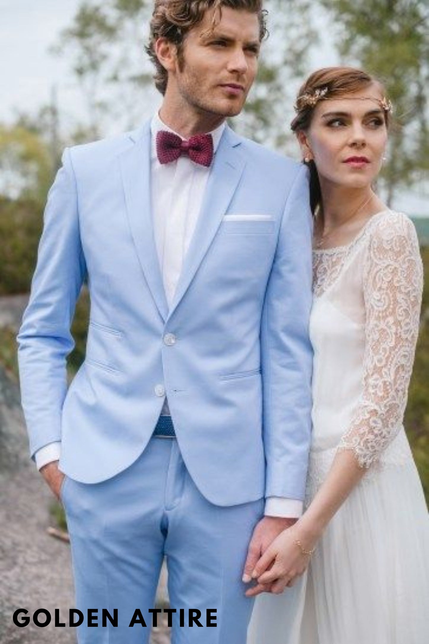 Sky Blue Suit: Men's 2-Piece Wedding Suit