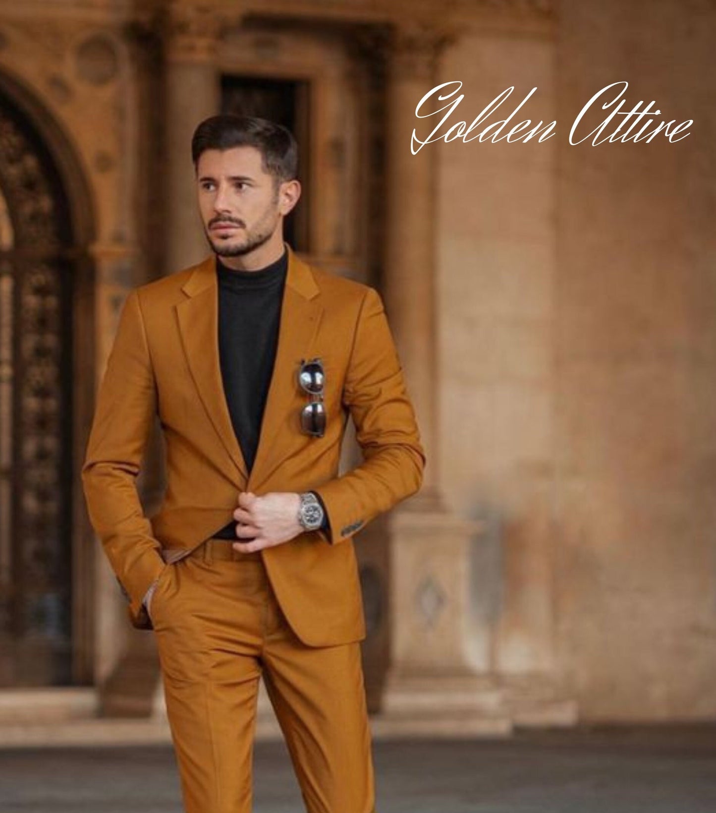 Rust Terracotta Men's Suit: 2-Piece Wedding Dinner Suit