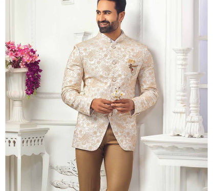 Cream Prince Suit, Men's Indian Wedding Jodhpuri Suits