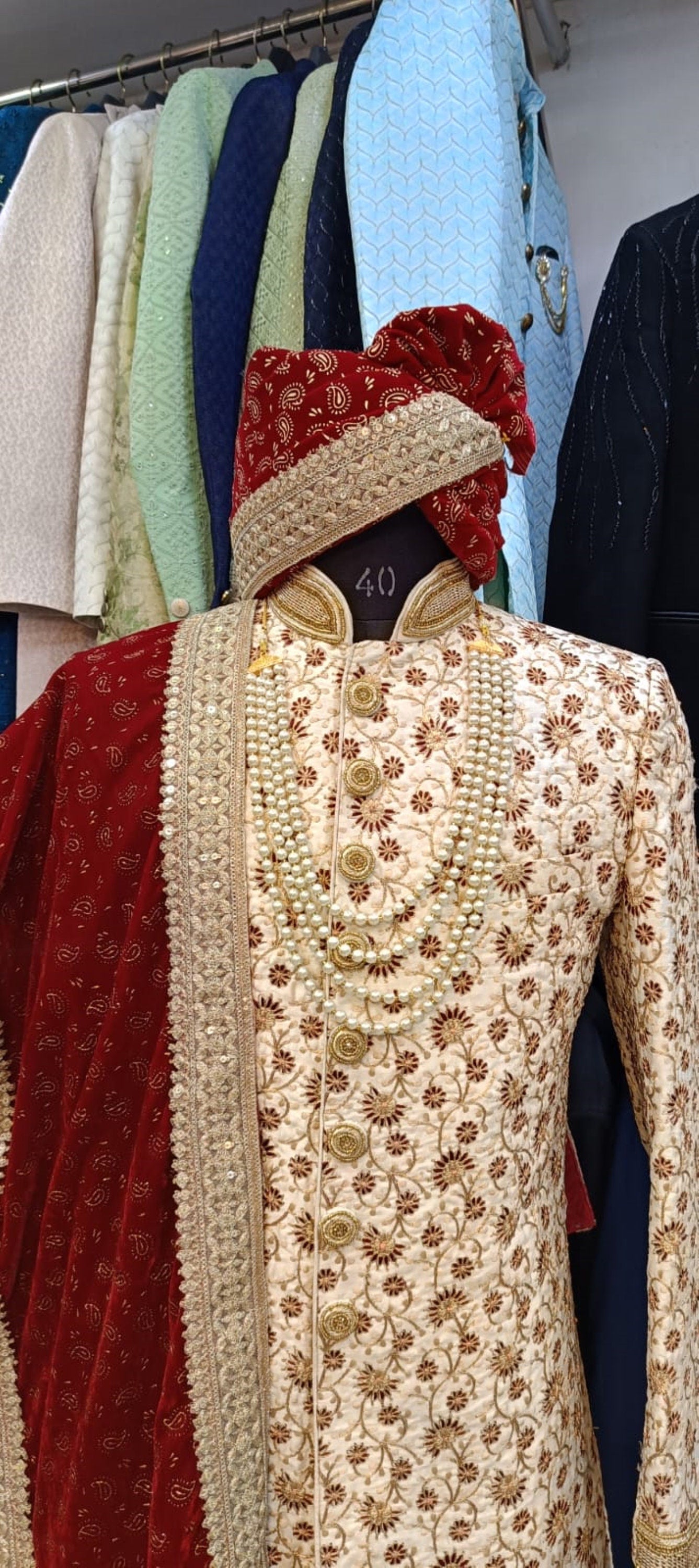Embroidered Golden Sherwani for Groom: Luxury Wedding Outfit