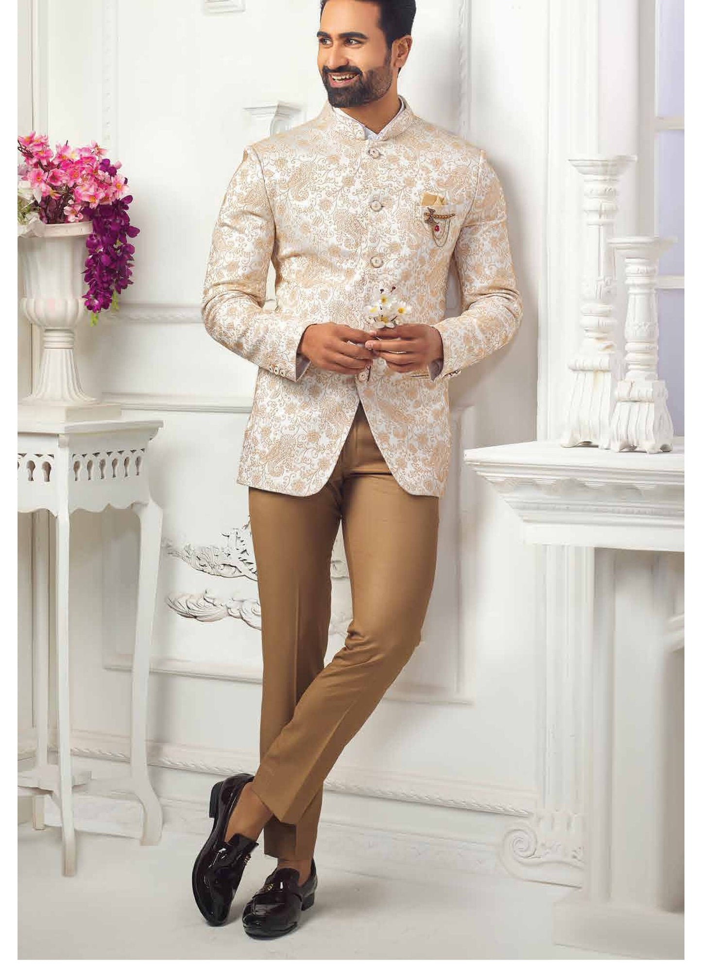Cream Prince Suit, Men's Indian Wedding Jodhpuri Suits