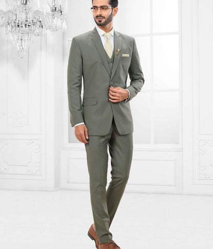 Green Three Piece Suit, Elegant Groom/Groomsmen Wedding Suit