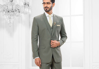 Green Three Piece Suit, Elegant Groom/Groomsmen Wedding Suit