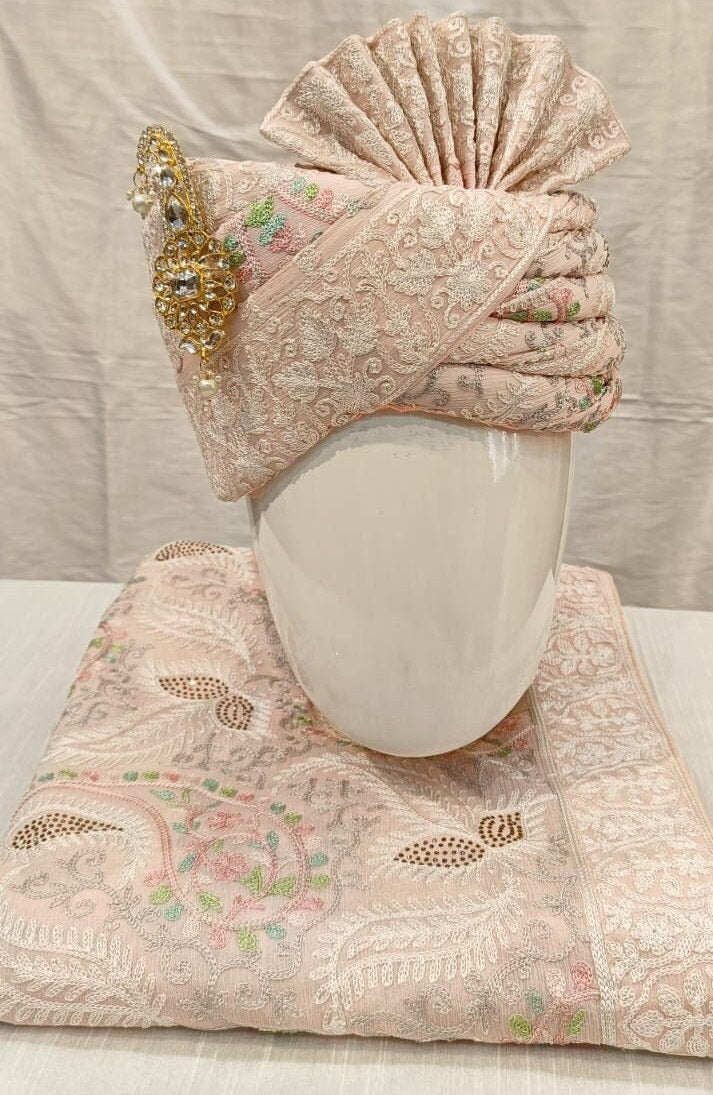 Wedding Turban & Shawl Set: Indian Groom Safa Combo