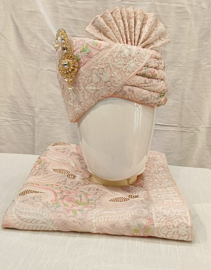 Wedding Turban & Shawl Set: Indian Groom Safa Combo