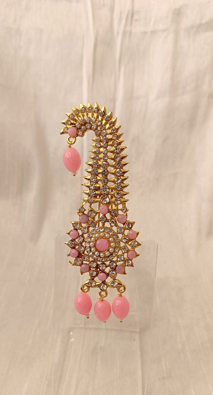 Groom Turban Brooch: Indian Dhula Kilangi, Peach Beaded Broach