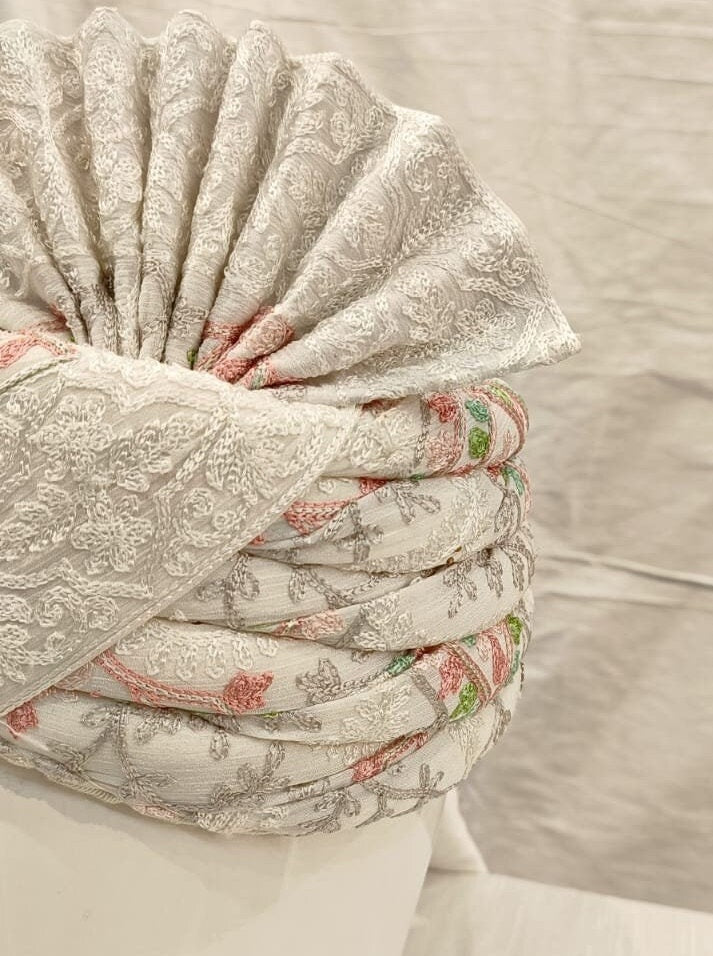 Grey Indian Wedding Groom Turban & Shawl Set