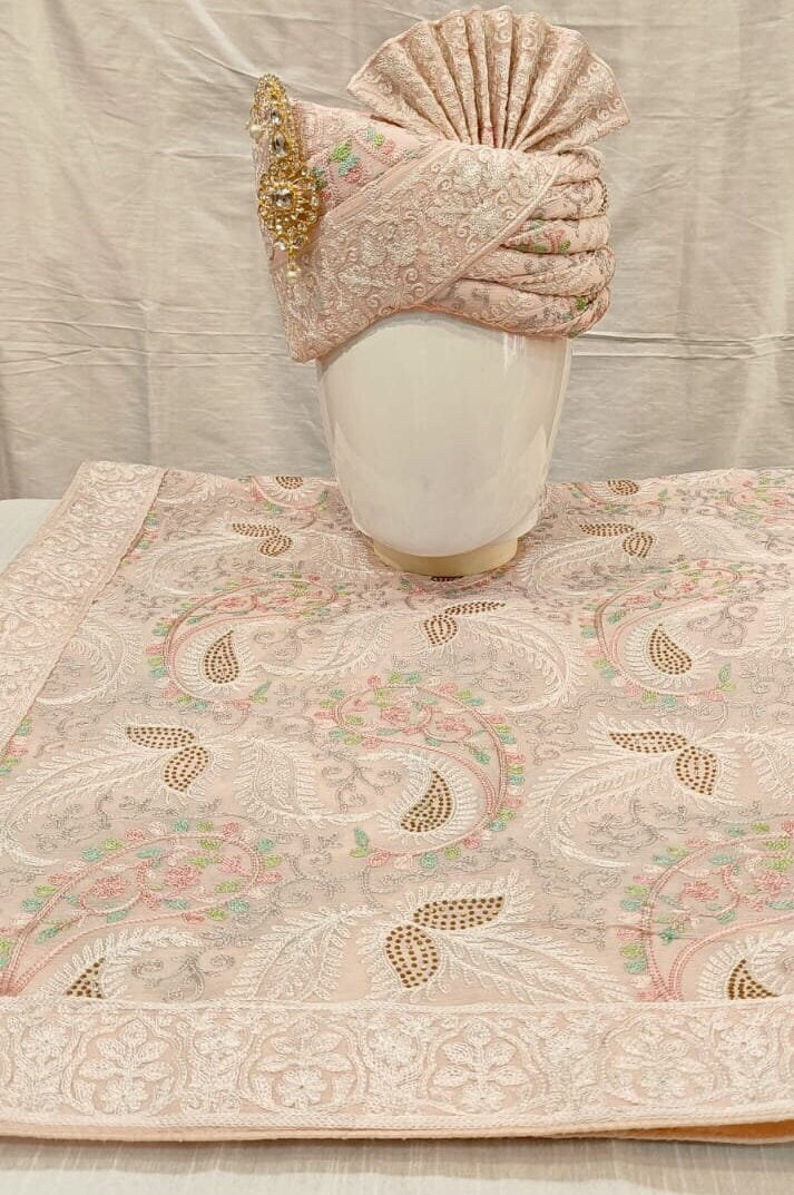 Wedding Turban & Shawl Set: Indian Groom Safa Combo