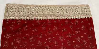 Red Wedding Turban & Shawl Set, Indian Groom Safa Combo, velvet golden print safa stole