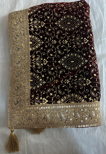Maroon Sherwani Shawl: Indian Wedding Groom Stole