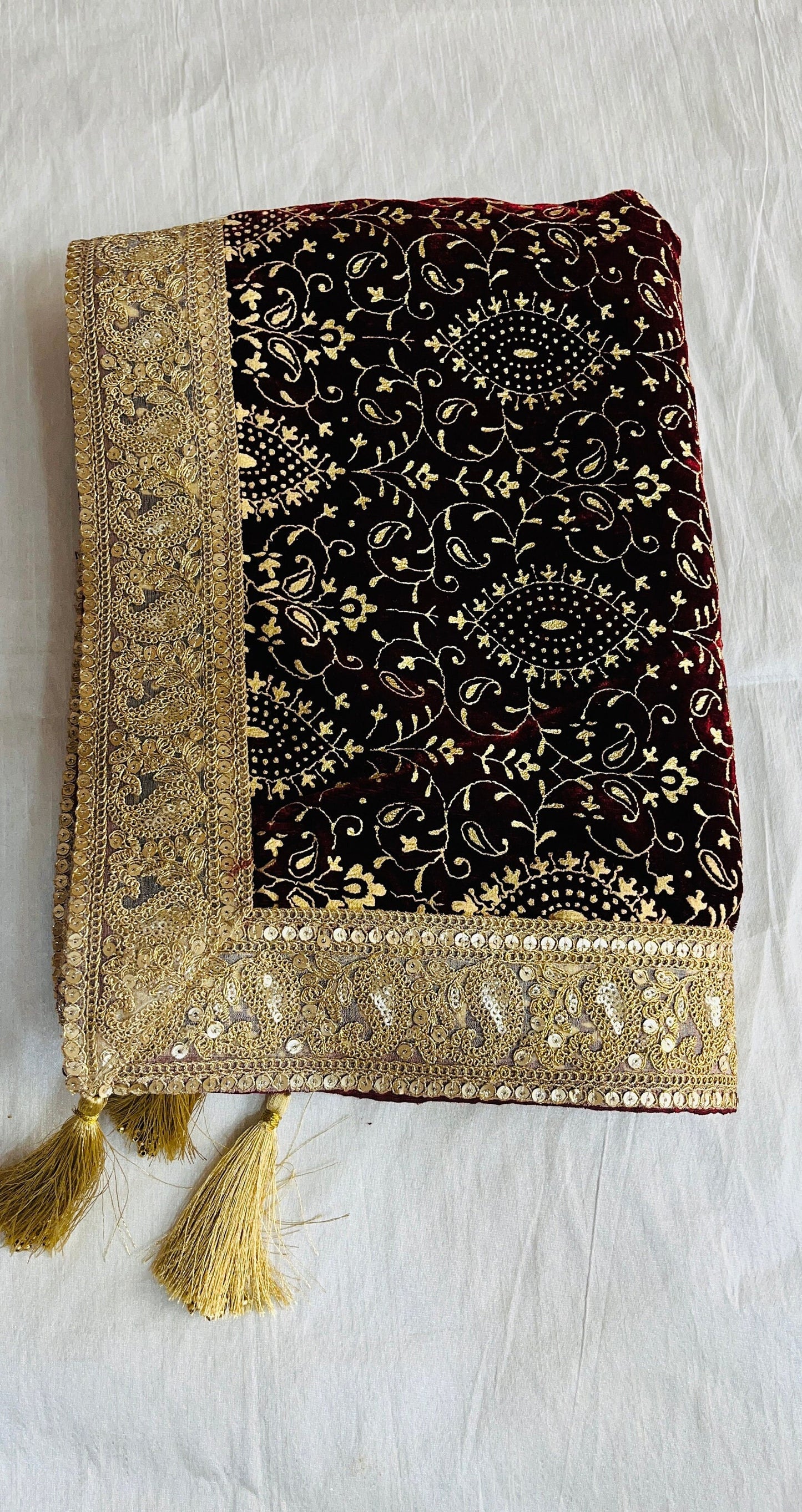 Maroon Sherwani Shawl: Indian Wedding Groom Stole