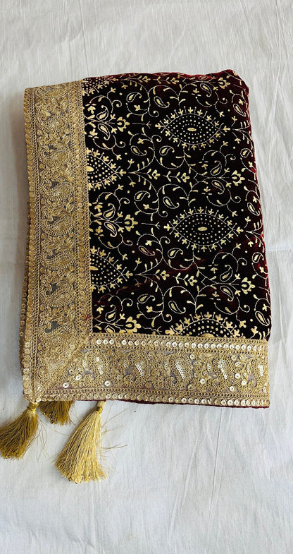 Maroon Sherwani Shawl: Indian Wedding Groom Stole