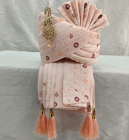 Wedding Turban & Shawl Set, Indian Groom Sherwani Ensemble