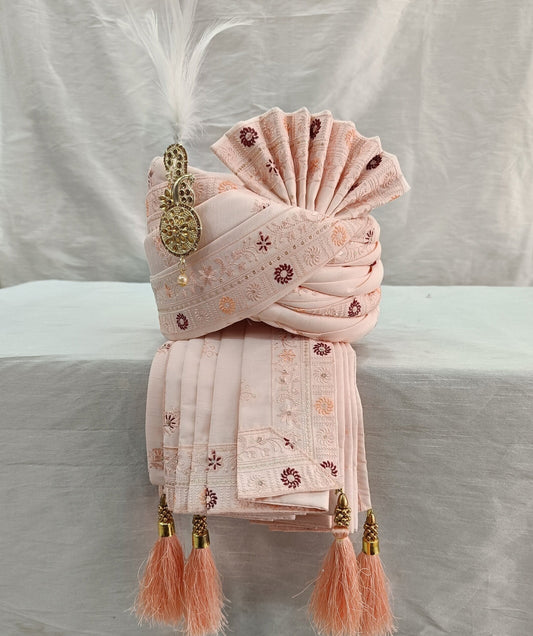 Wedding Turban & Shawl Set, Indian Groom Sherwani Ensemble