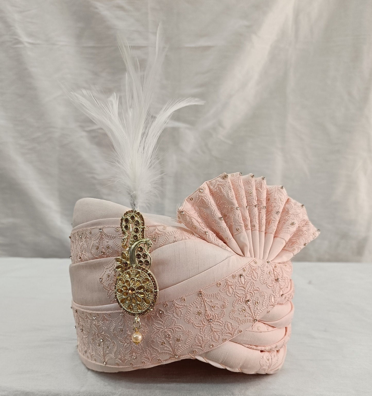 Pink Wedding Turban & Shawl Set: Indian Groom Safa