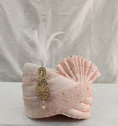 Pink Wedding Turban & Shawl Set: Indian Groom Safa