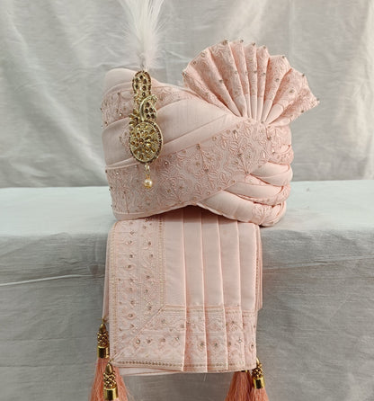 Pink Wedding Turban & Shawl Set: Indian Groom Safa