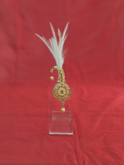 Kundan Turban Brooch, Indian Groom Kalangi Accessory