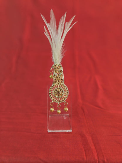 Groom Turban Brooch, Indian Wedding Safa Golden Kalangi