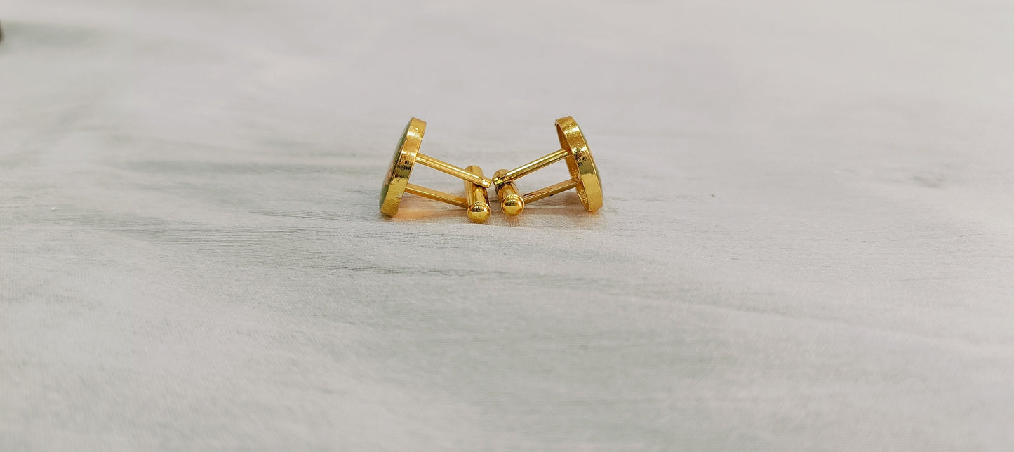 Minakari Cufflinks: Floral Shirt Cufflinks, Groom Suit Accessories