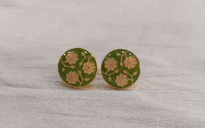 Minakari Cufflinks: Floral Shirt Cufflinks, Groom Suit Accessories
